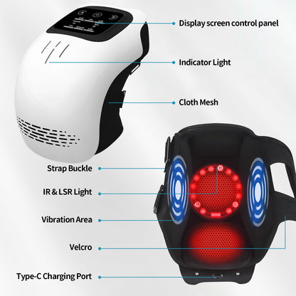 Knee massager with heat and vibration modes for joint pain relief and mobility support